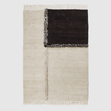 E-1027 White + Black - Hand Knotted Rug - Mararamiro