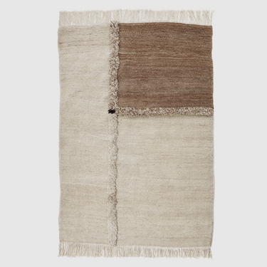 E-1027 White + Brown - Hand Knotted Rug - Mararamiro