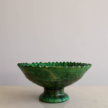 Tamegroute Pedestal Bowl - Large Emerald - Mararamiro