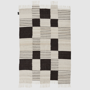 Palsta, Hand Woven Rug - White + Black - Mararamiro