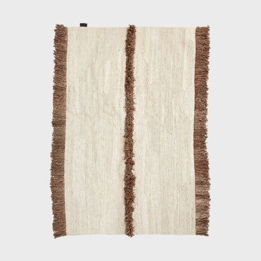Nurja, Hand Woven Rug - White + Brown - Mararamiro