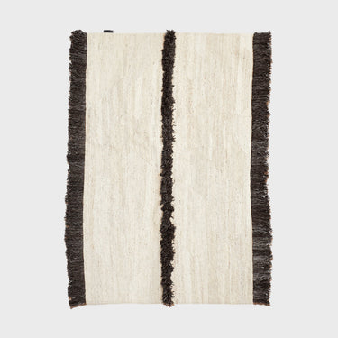 Nurja, Hand Woven Rug - White + Black - Mararamiro