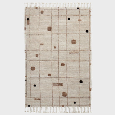 Virta, Hand Knotted Rug - White, Brown & Black - Mararamiro