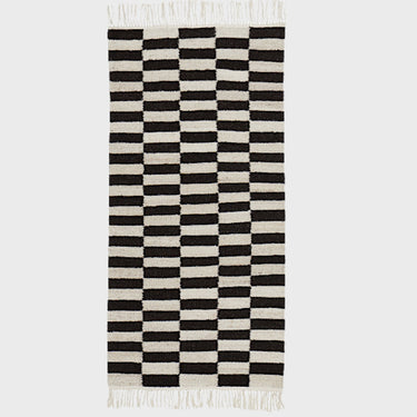 Abeba - White + Black - Hand Woven Rug - Mararamiro