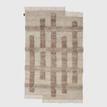 Valli, Hand Knotted Wool Rug - White + Beige (6' x 8') - Mararamiro