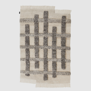 Valli, Hand Knotted Wool Rug - White + Grey (6' x 8') - Mararamiro