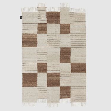 Palsta, Hand Woven Rug - White + Brown - Mararamiro