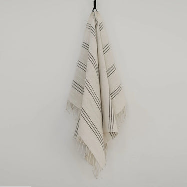 Tihku Hand Towel - Ivory/Grey Stripe - Mararamiro