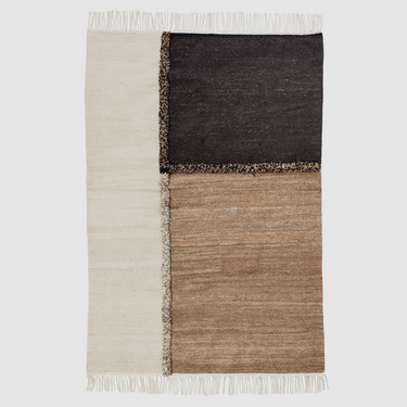 E-1027 White, Brown + Black - Hand Woven Rug - Mararamiro