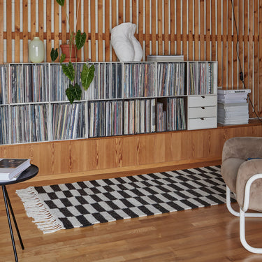 Abeba - White + Black - Hand Woven Rug - Mararamiro