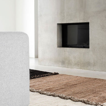 E-1027 White, Brown + Black - Hand Knotted Rug - Mararamiro