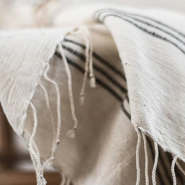 Tihku Hand Towel - Ivory/Grey Stripe - Mararamiro