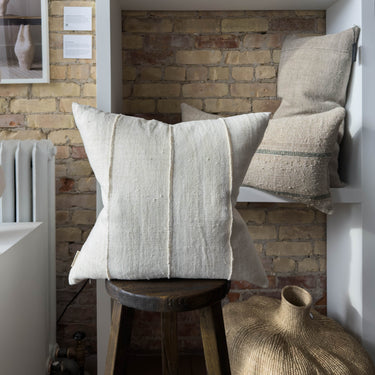 Mud Cloth Pillow - 21" Natural Ivory - Mararamiro