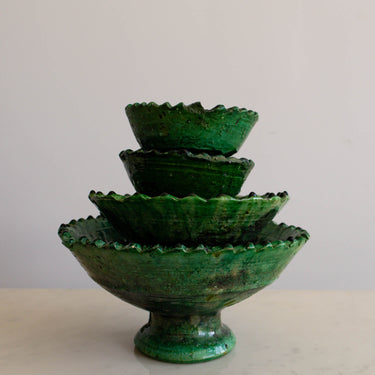 Tamegroute Pedestal Bowl - Large Emerald - Mararamiro