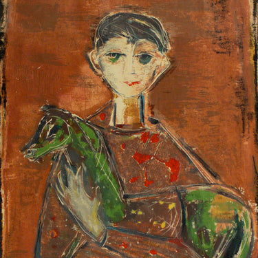 Boy with Green Horse, Signed Alex