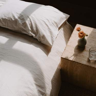 The Crisp Duvet Cover - Pinstripe (Chalk/Clay)