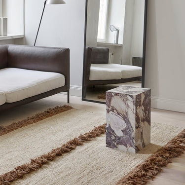 Nurja, Hand Knotted Rug - White + Brown - Mararamiro