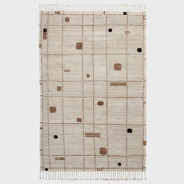 Virta, Hand Knotted Rug - White, Brown & Black