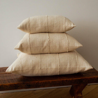 20" African Mud Cloth Pillow, Ivory - Mararamiro