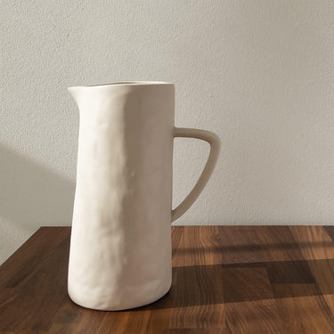Stoneware Pitcher, White - Mararamiro