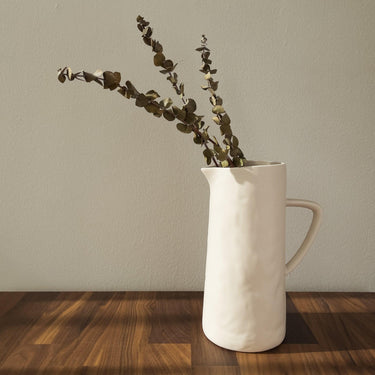 Stoneware Pitcher, White - Mararamiro