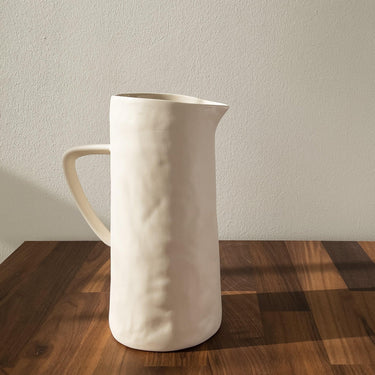 Stoneware Pitcher, White - Mararamiro